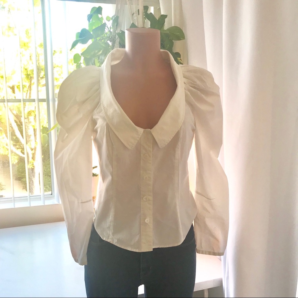 COPY - All saints White cotton puff sleeve blouse